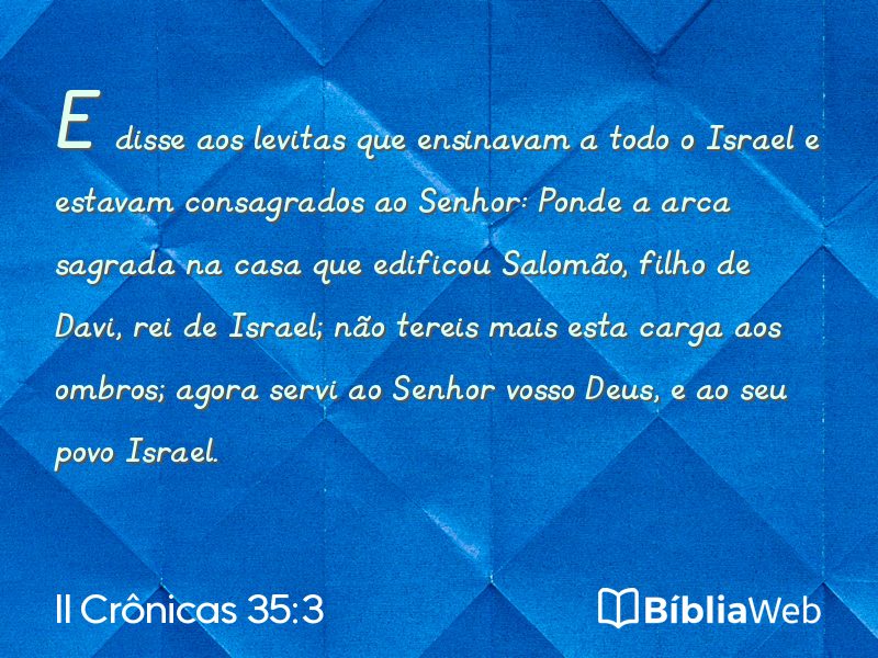 II Crônicas 35:3 em imagem para compartilhar