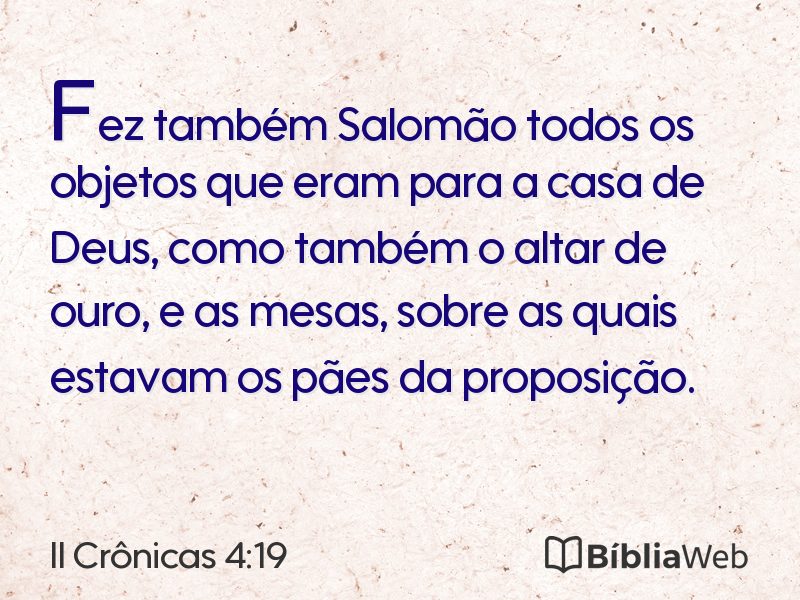 II Crônicas 4:19 em imagem para compartilhar