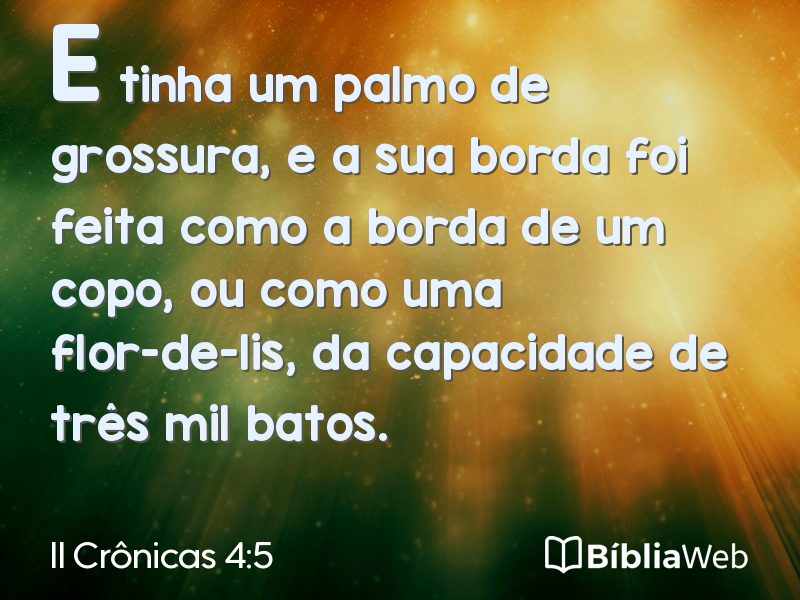 II Crônicas 4:5 em imagem para compartilhar