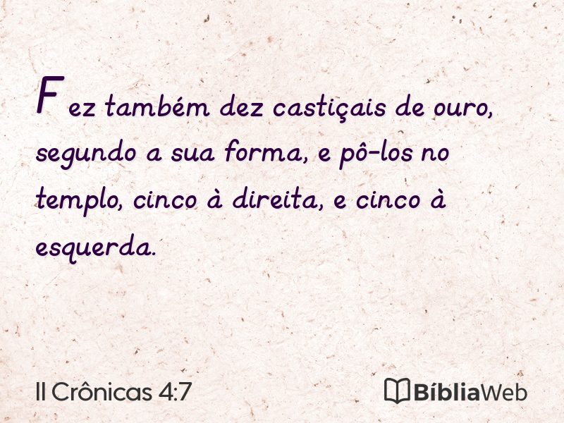 II Crônicas 4:7 em imagem para compartilhar