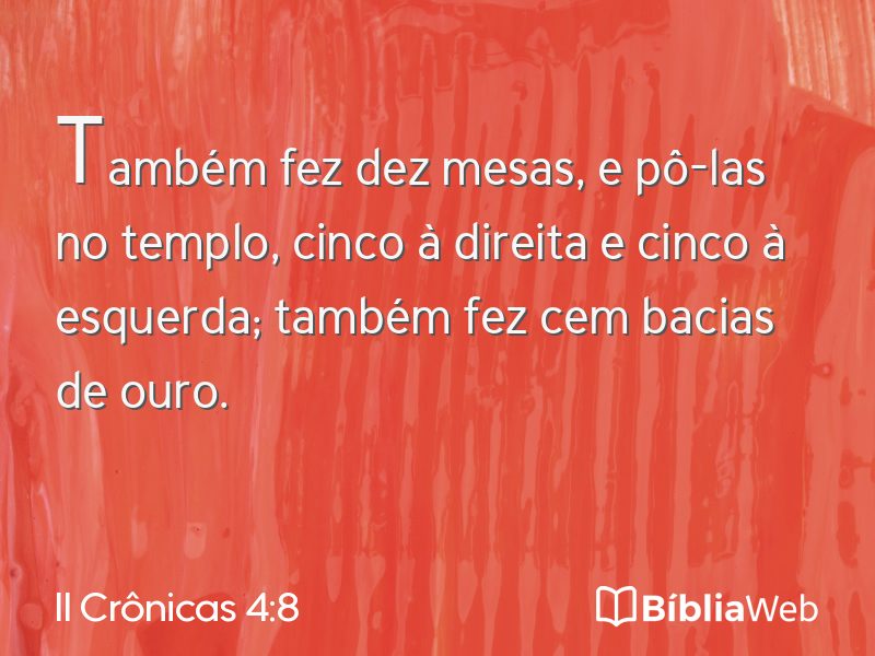 II Crônicas 4:8 em imagem para compartilhar