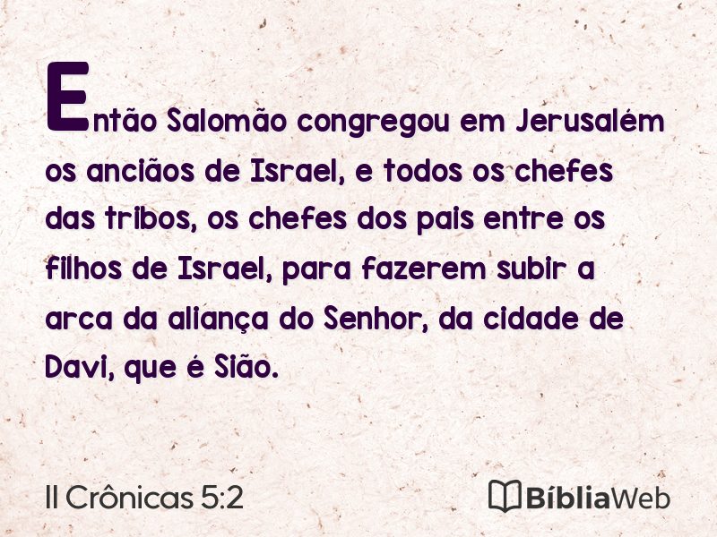 II Crônicas 5:2 em imagem para compartilhar
