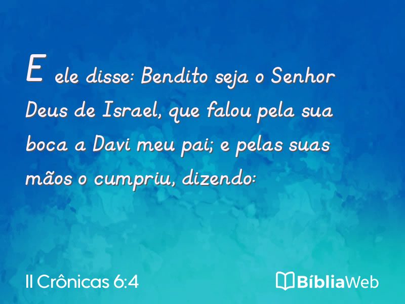 II Crônicas 6:4 em imagem para compartilhar