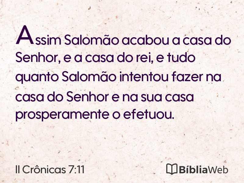 II Crônicas 7:11 em imagem para compartilhar