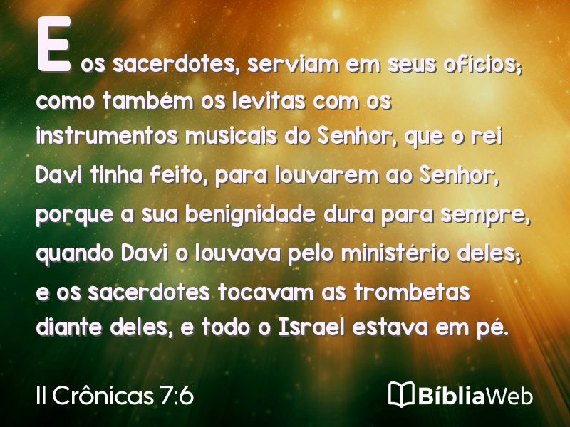 II Crônicas 7:6 em imagem para compartilhar