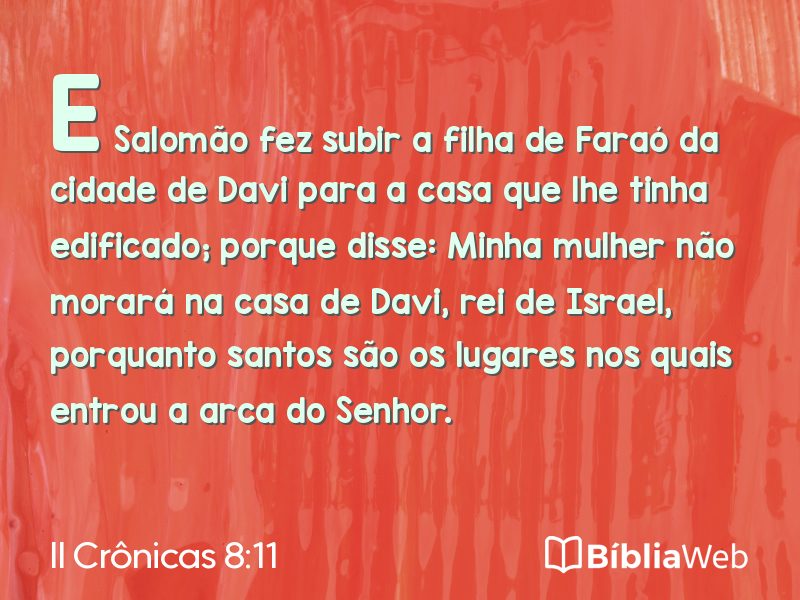 II Crônicas 8:11 em imagem para compartilhar