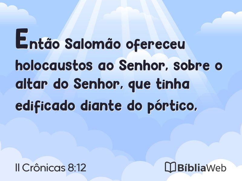 II Crônicas 8:12 em imagem para compartilhar