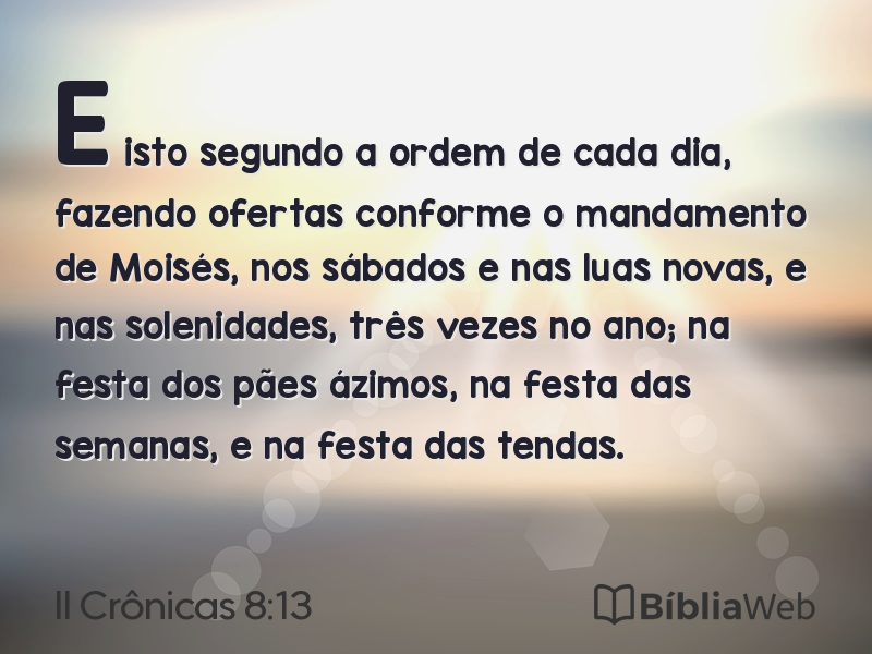 II Crônicas 8:13 em imagem para compartilhar