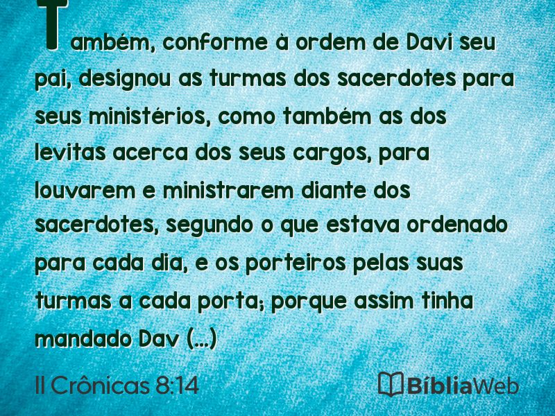 II Crônicas 8:14 em imagem para compartilhar