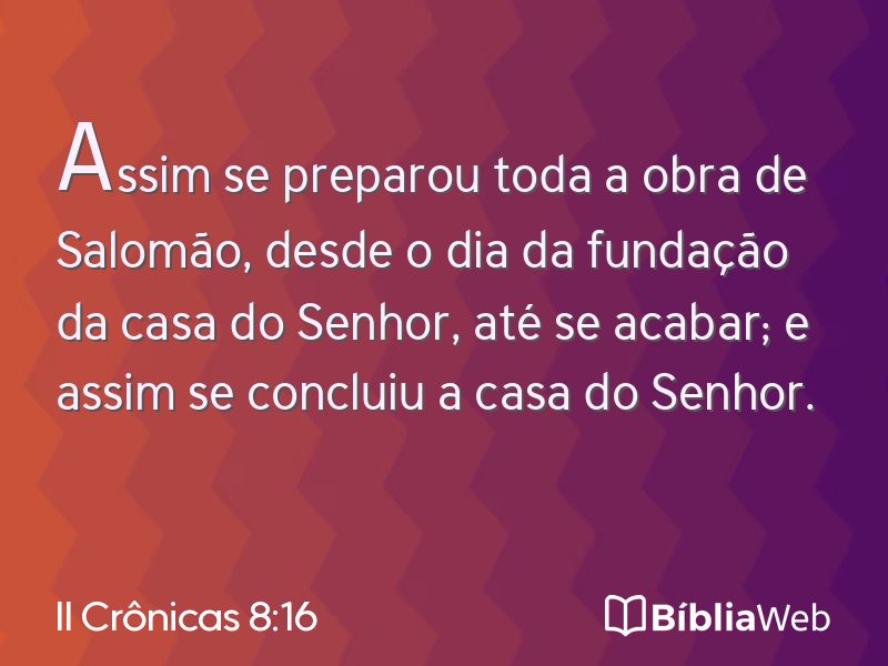 II Crônicas 8:16 em imagem para compartilhar