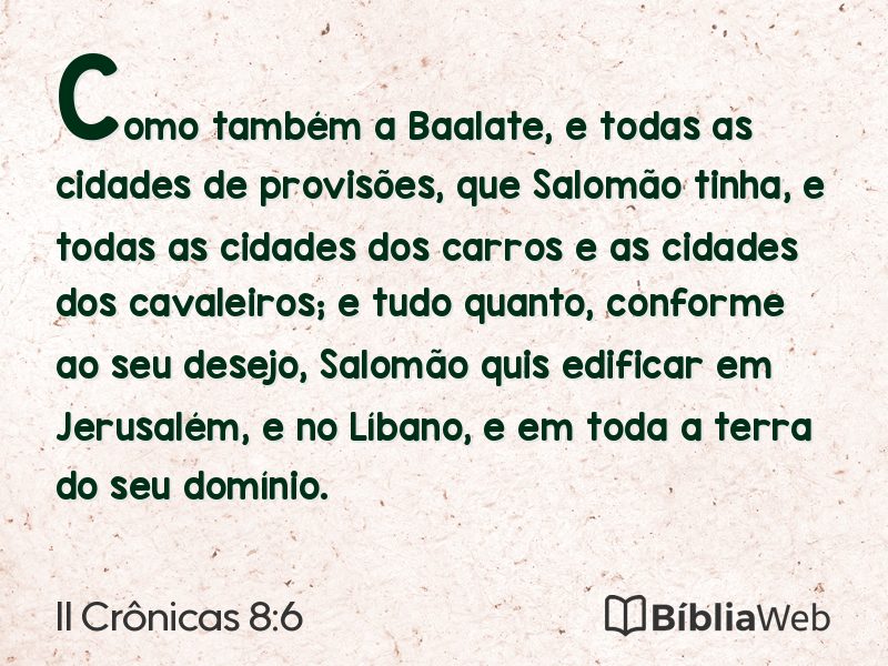 II Crônicas 8:6 em imagem para compartilhar
