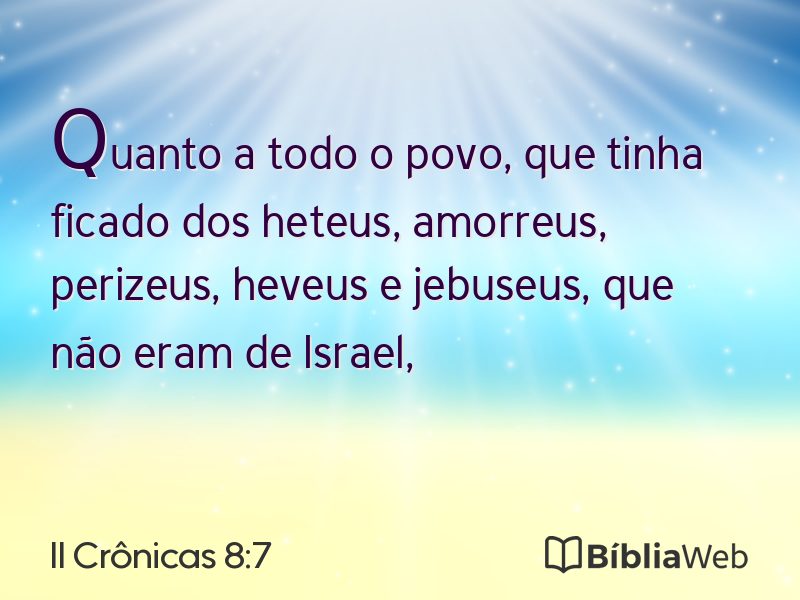 II Crônicas 8:7 em imagem para compartilhar
