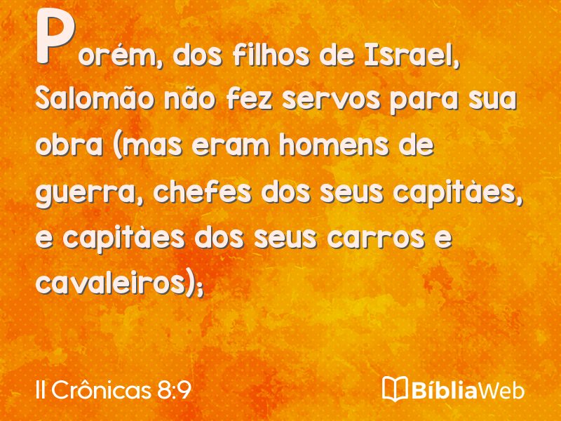 II Crônicas 8:9 em imagem para compartilhar
