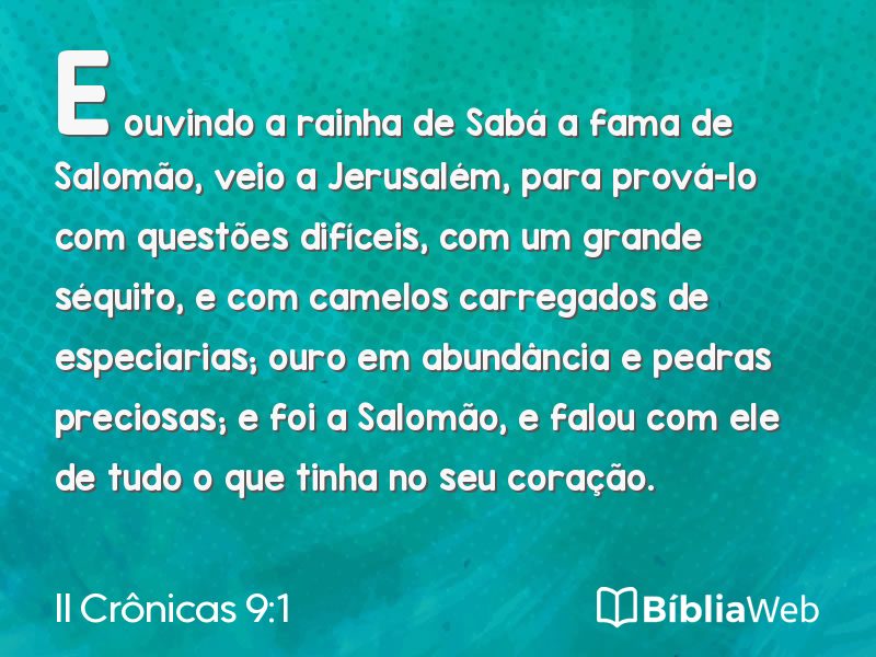 II Crônicas 9:1 em imagem para compartilhar