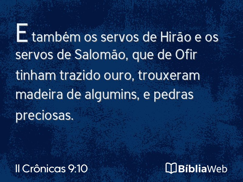 II Crônicas 9:10 em imagem para compartilhar