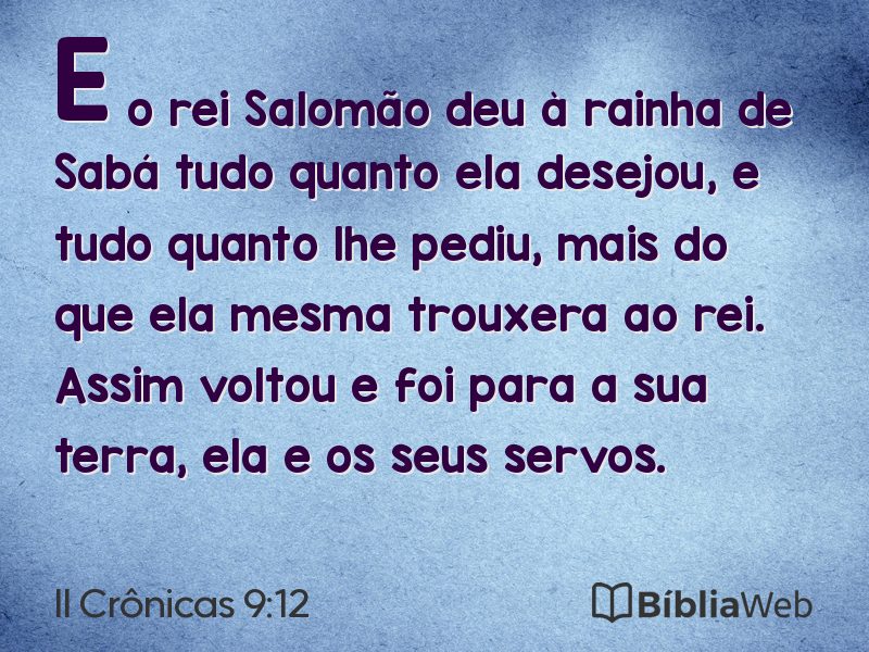 II Crônicas 9:12 em imagem para compartilhar