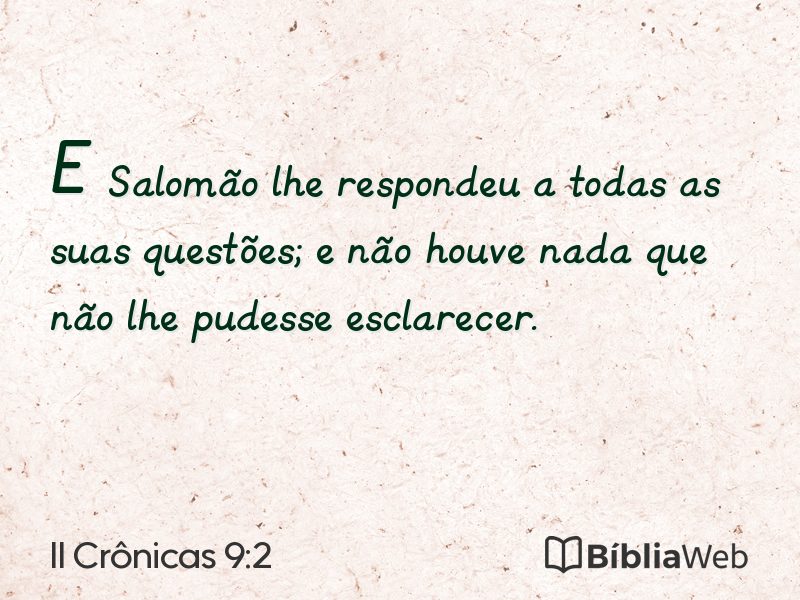 II Crônicas 9:2 em imagem para compartilhar
