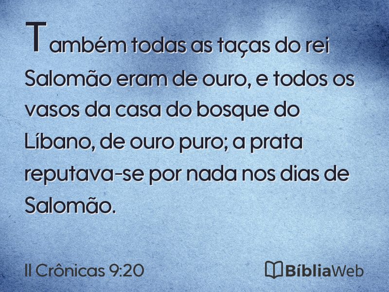 II Crônicas 9:20 em imagem para compartilhar