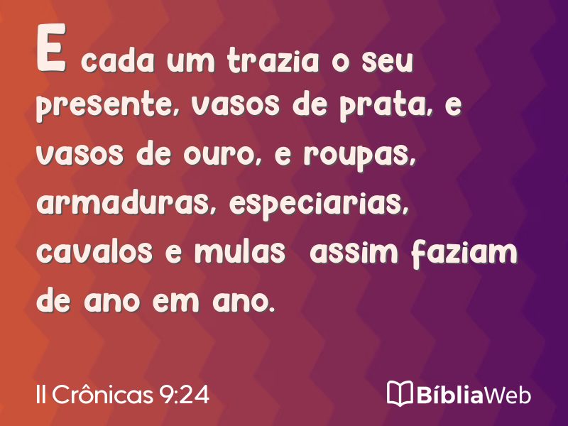 II Crônicas 9:24 em imagem para compartilhar