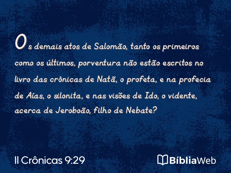 II Crônicas 9:29 em imagem para compartilhar