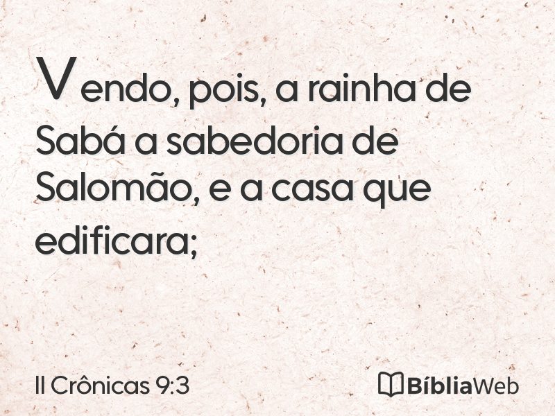 II Crônicas 9:3 em imagem para compartilhar