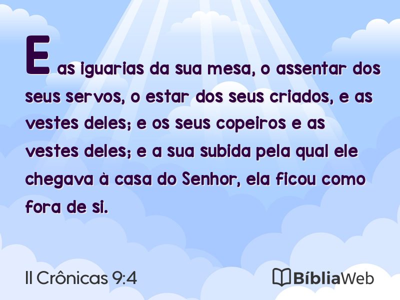 II Crônicas 9:4 em imagem para compartilhar