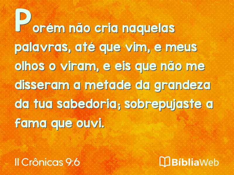 II Crônicas 9:6 em imagem para compartilhar