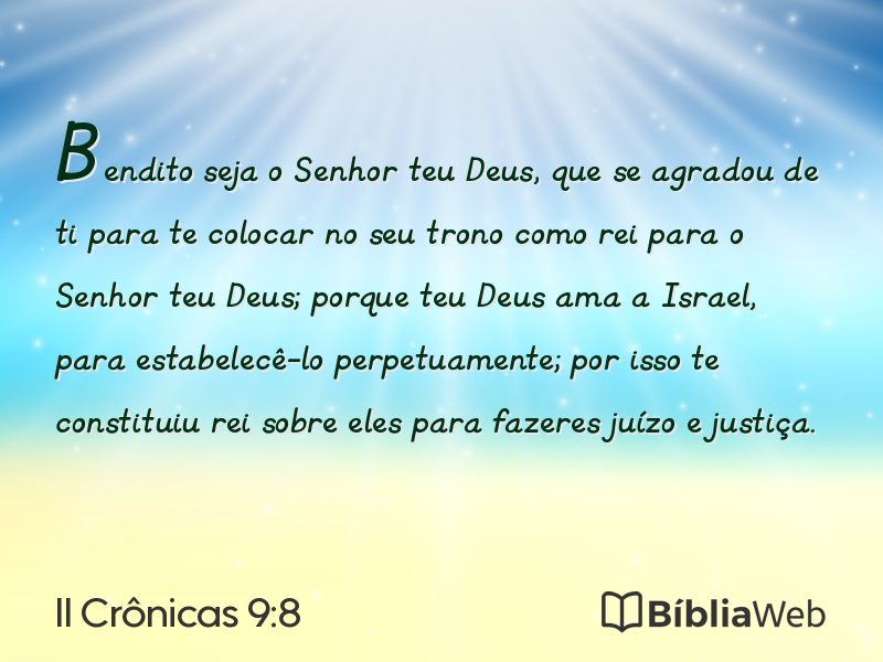 II Crônicas 9:8 em imagem para compartilhar