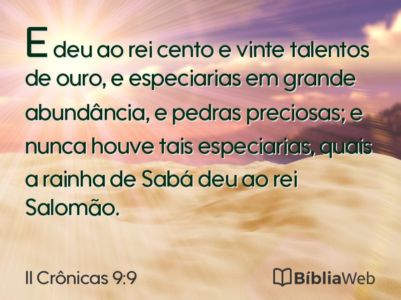 II Crônicas 9:9 em imagem para compartilhar