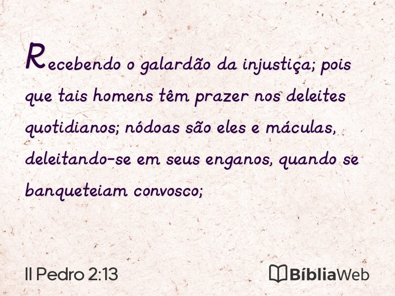 II Pedro 2:13 em imagem para compartilhar