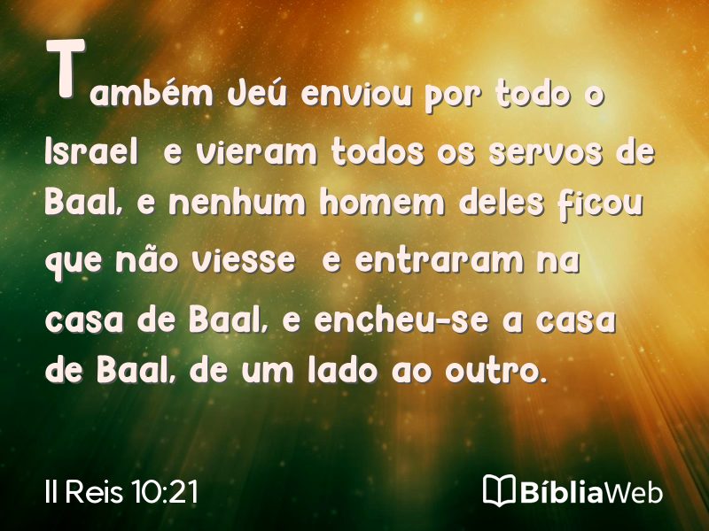 II Reis 10:21 em imagem para compartilhar