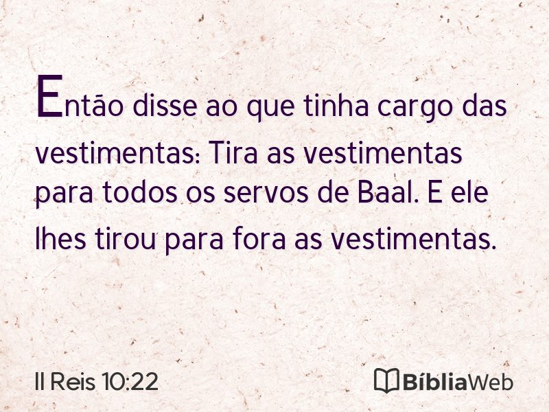 II Reis 10:22 em imagem para compartilhar
