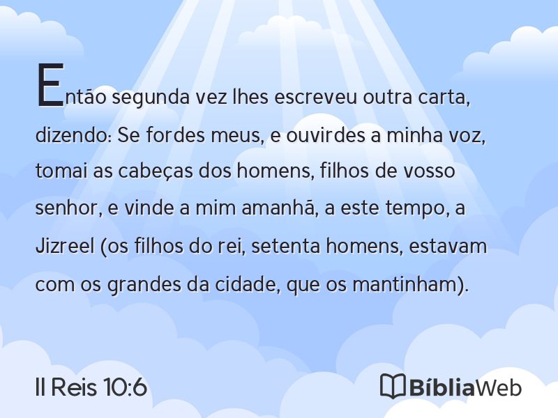 II Reis 10:6 em imagem para compartilhar