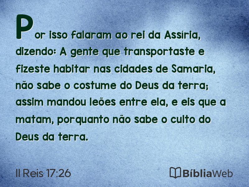II Reis 17:26 em imagem para compartilhar