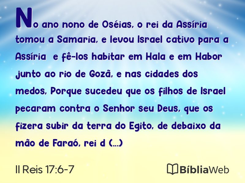 II Reis 17:6-7 em imagem para compartilhar
