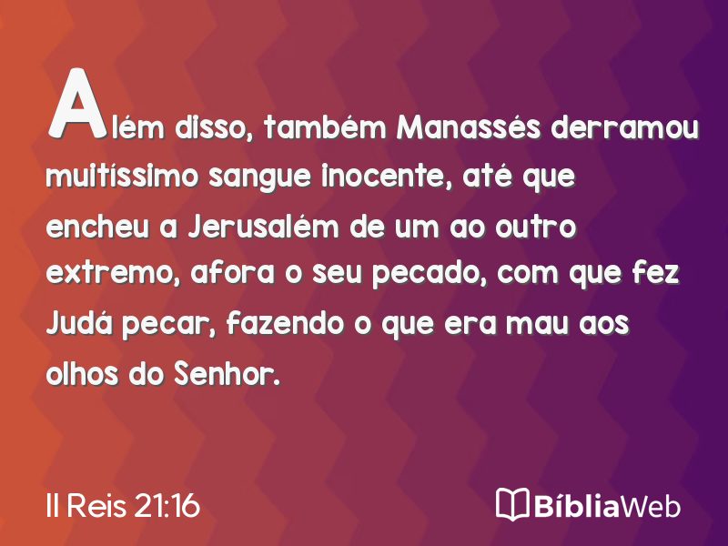 II Reis 21:16 em imagem para compartilhar