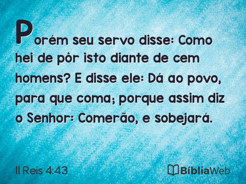 II Reis 4:43 em imagem para compartilhar