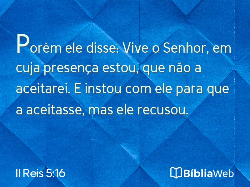 II Reis 5:16 em imagem para compartilhar