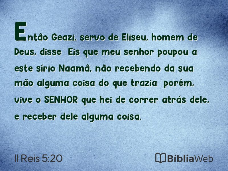II Reis 5:20 em imagem para compartilhar