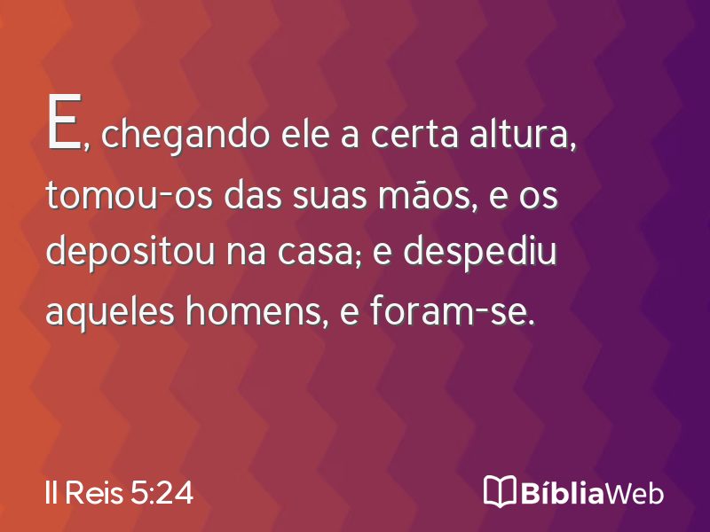 II Reis 5:24 em imagem para compartilhar