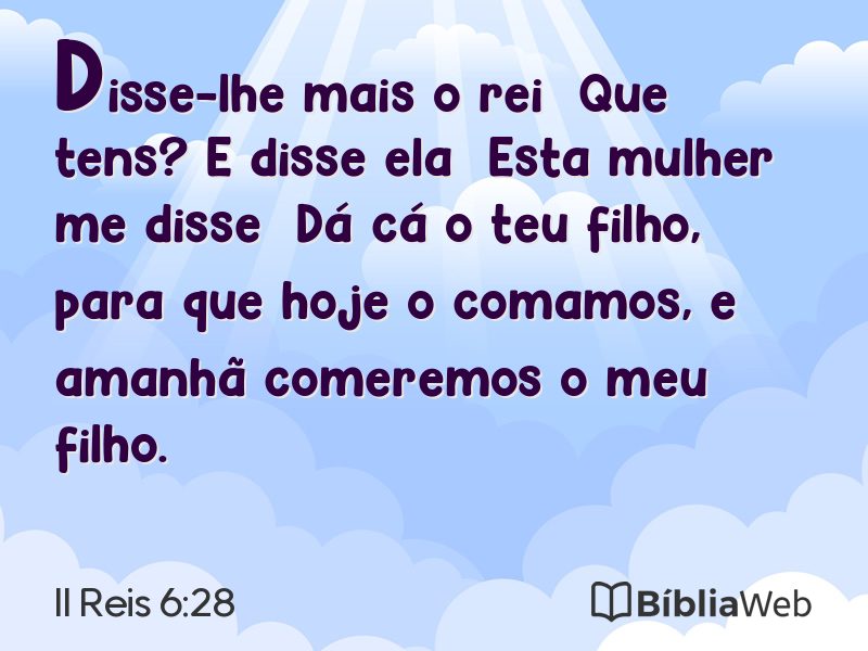 II Reis 6:28 em imagem para compartilhar