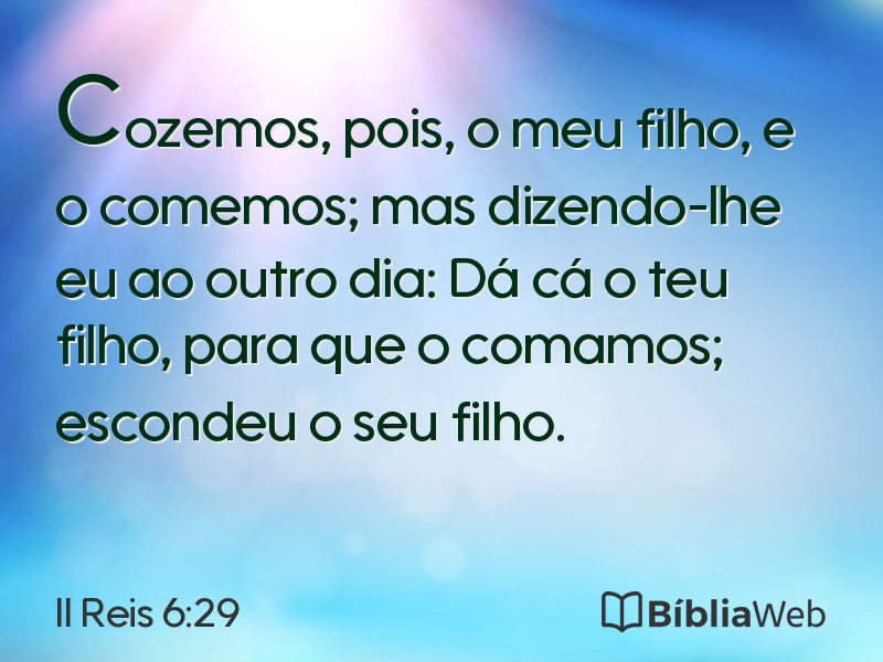 II Reis 6:29 em imagem para compartilhar