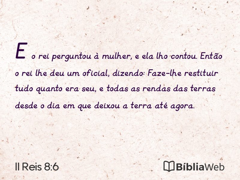 II Reis 8:6 em imagem para compartilhar