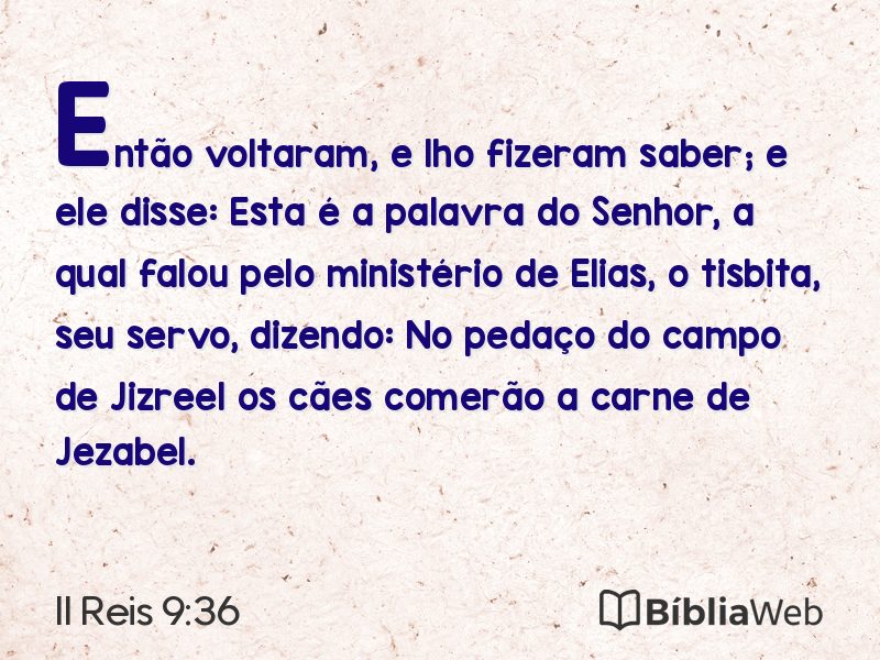 II Reis 9:36 em imagem para compartilhar