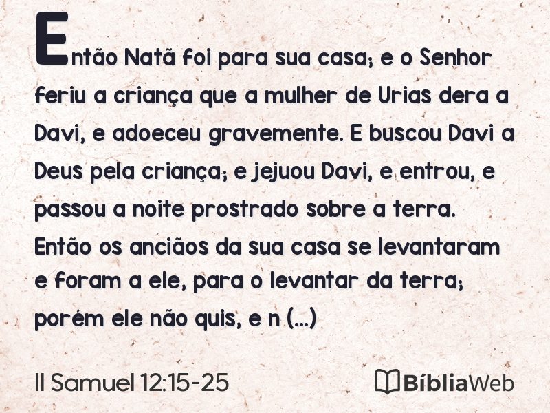 II Samuel 12:15-25 em imagem para compartilhar