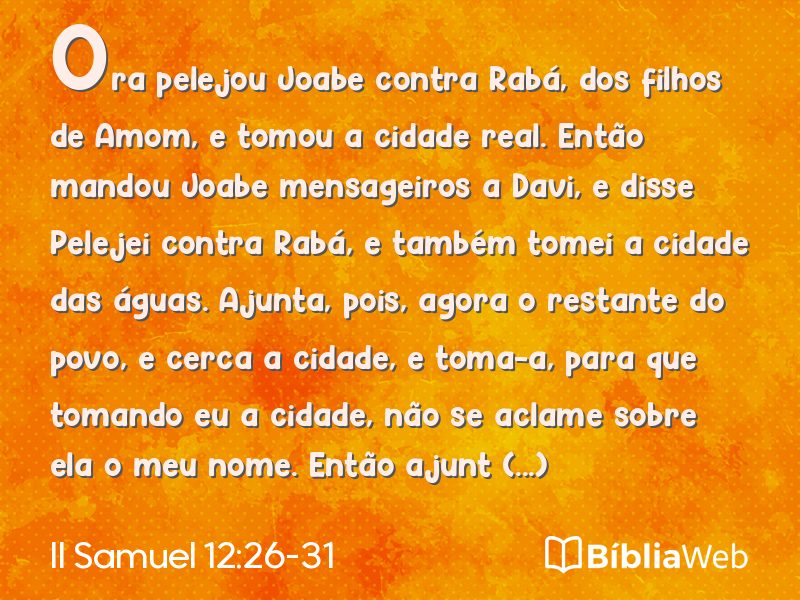 II Samuel 12:26-31 em imagem para compartilhar