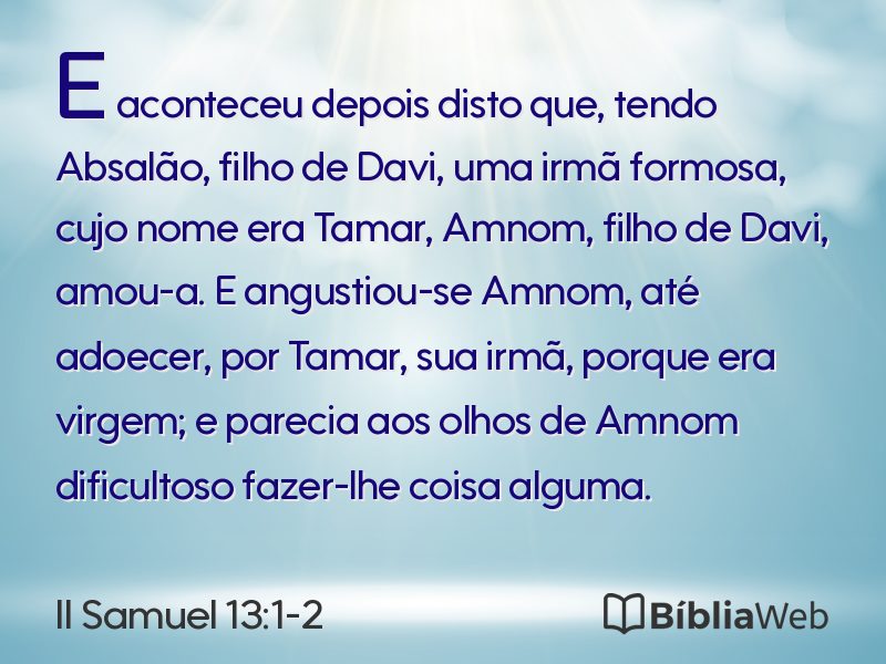 II Samuel 13:1-2 em imagem para compartilhar