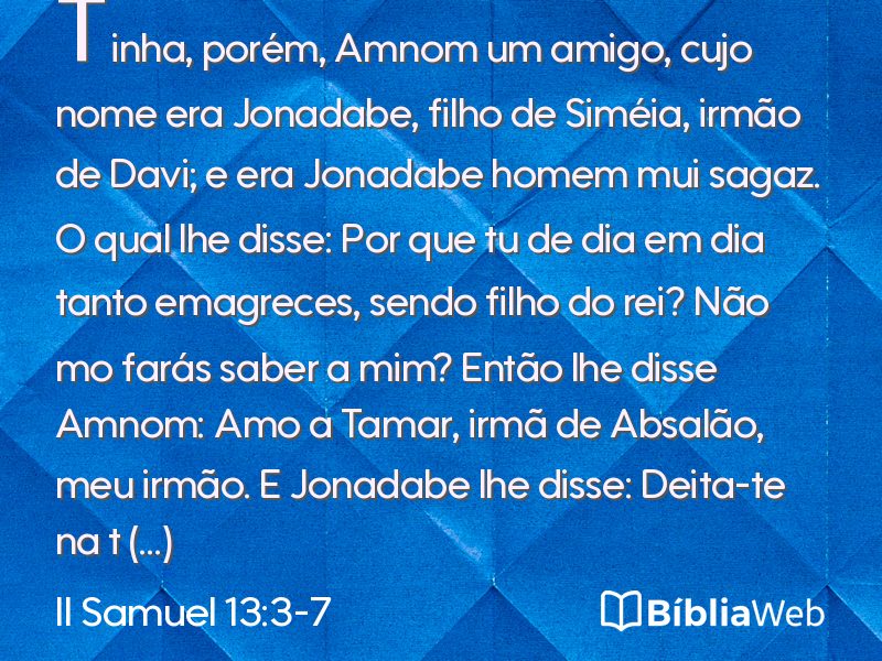 II Samuel 13:3-7 em imagem para compartilhar