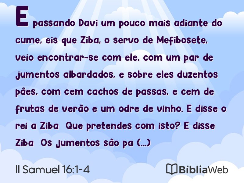 II Samuel 16:1-4 em imagem para compartilhar