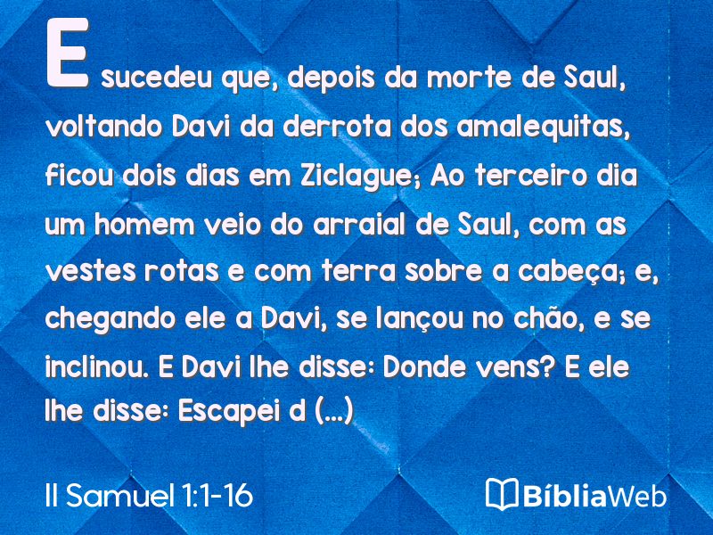 II Samuel 1:1-16 em imagem para compartilhar